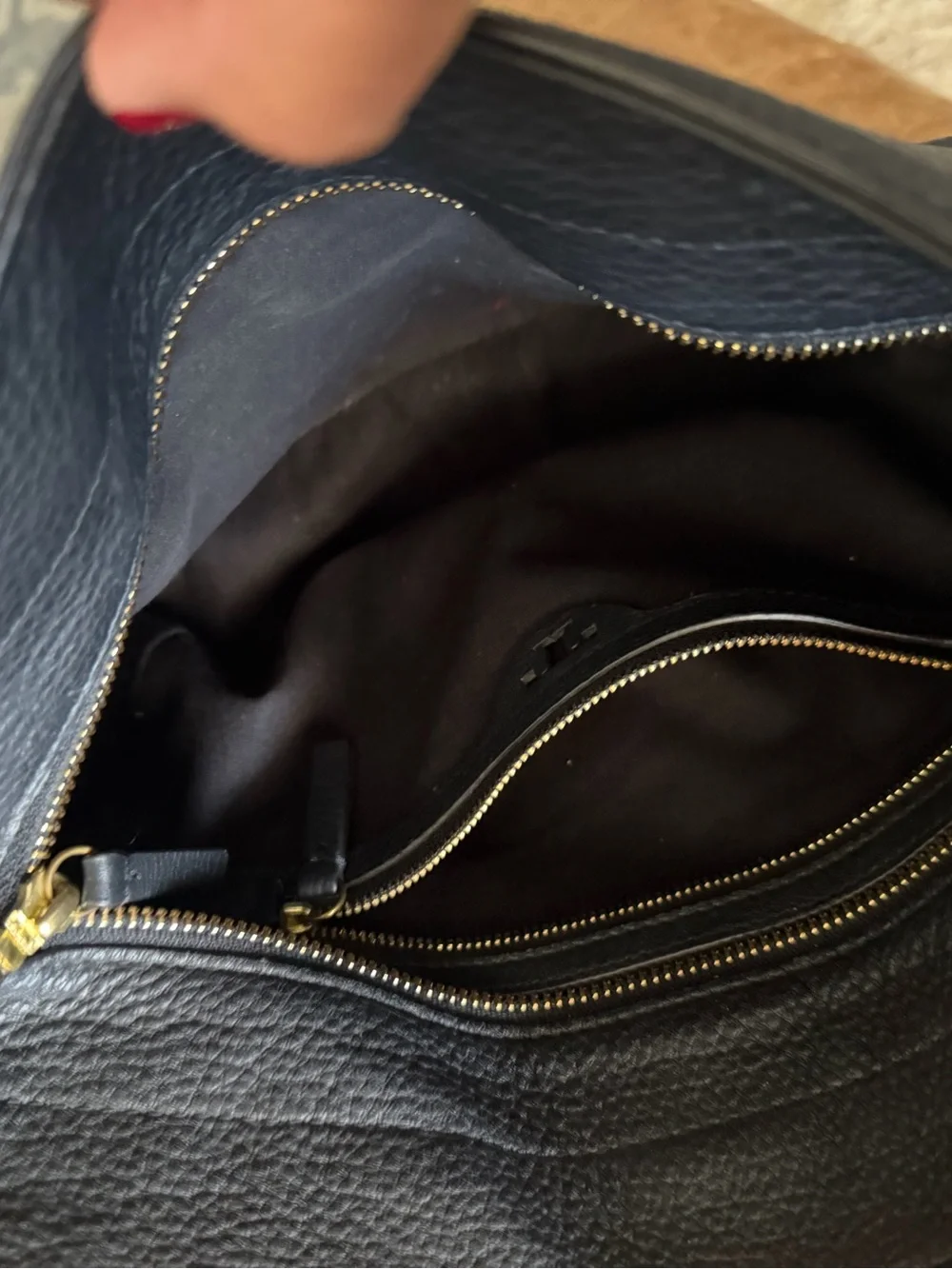 Tory Burch Black Crossbody with Gold Double Ring Hardware
